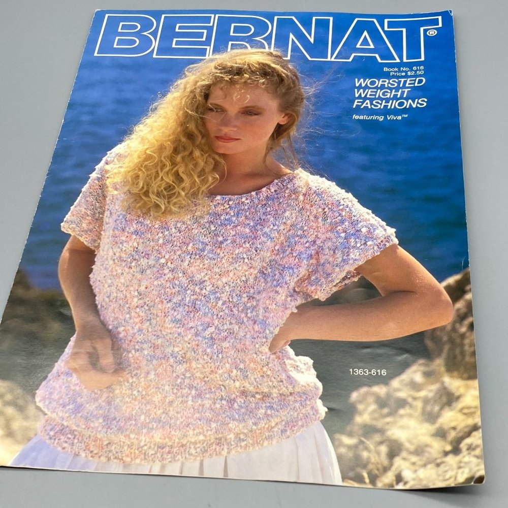 Vintage Bernat Handicrafter Pattern Magazine, Book 616, Knit and Crochet 1987